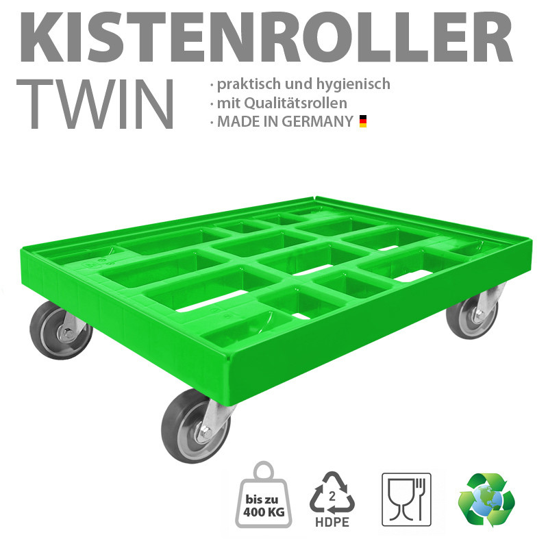 KISTENROLLER TWIN 800x600 RAL 6018 grün